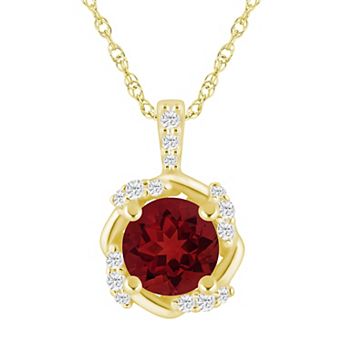 Alyson Layne 10k Gold 1/10 Carat T.W. Lab-Grown Diamond & Gemstone Halo Pendant Necklace