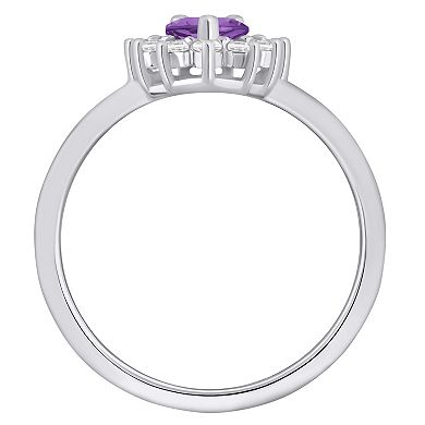 Alyson Layne 10k White Gold 1/5 Carat T.W. Lab-Grown Diamond & Pear Shape Gemstone Halo Ring