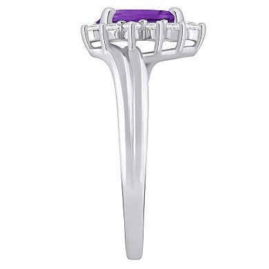 Alyson Layne 10k White Gold 1/5 Carat T.W. Lab-Grown Diamond & Pear Shape Gemstone Halo Ring