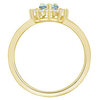 Alyson Layne 10k Yellow Gold 1/5 Carat T.W. Lab-Grown Diamond & Gemstone Pear Shape Halo Ring