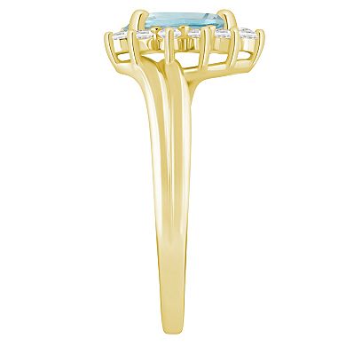 Alyson Layne 10k Yellow Gold 1/5 Carat T.W. Lab-Grown Diamond & Gemstone Pear Shape Halo Ring