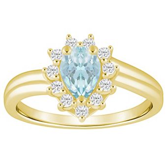 Alyson Layne 10k Yellow Gold 1/5 Carat T.W. Lab-Grown Diamond & Gemstone Pear Shape Halo Ring