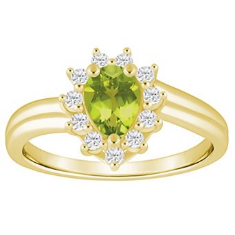 Alyson Layne 10k Yellow Gold 1/5 Carat T.W. Lab-Grown Diamond & Gemstone Pear Shape Halo Ring