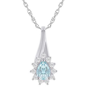 Alyson Layne 10k White Gold 1/5 Carat T.W. Lab-Grown Diamond & Gemstone Halo Pendant Necklace