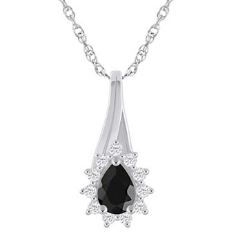 Alyson Layne 10k White Gold 1/5 Carat T.W. Lab-Grown Diamond & Gemstone Halo Pendant Necklace