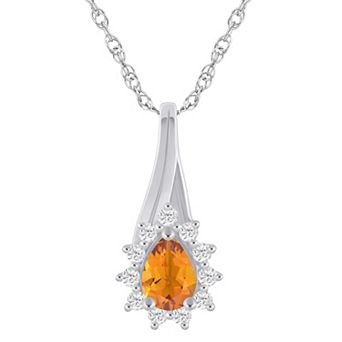 Alyson Layne 10k White Gold 1/5 Carat T.W. Lab-Grown Diamond & Gemstone Halo Pendant Necklace