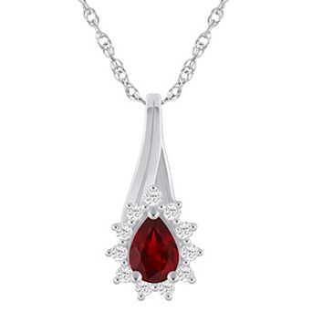 Alyson Layne 10k White Gold 1/5 Carat T.W. Lab-Grown Diamond & Gemstone Halo Pendant Necklace