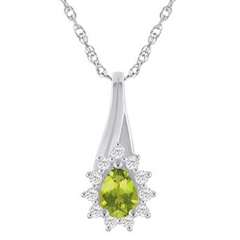 Alyson Layne 10k White Gold 1/5 Carat T.W. Lab-Grown Diamond & Gemstone Halo Pendant Necklace