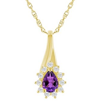 Alyson Layne 10k Gold 1/5 Carat T.W. Lab-Grown Diamond & Gemstone Halo Pendant Necklace