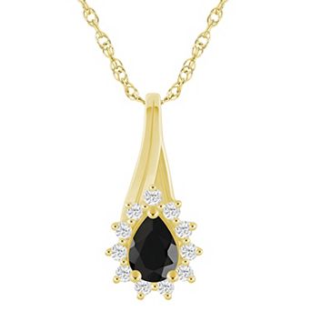 Alyson Layne 10k Gold 1/5 Carat T.W. Lab-Grown Diamond & Gemstone Halo Pendant Necklace