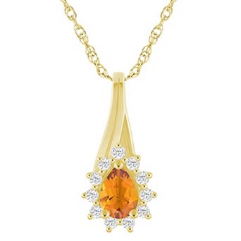 Alyson Layne 10k Gold 1/5 Carat T.W. Lab-Grown Diamond & Gemstone Halo Pendant Necklace
