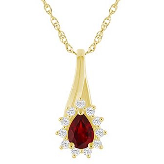 Alyson Layne 10k Gold 1/5 Carat T.W. Lab-Grown Diamond & Gemstone Halo Pendant Necklace