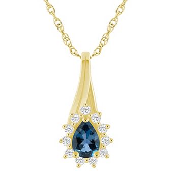 Alyson Layne 10k Gold 1/5 Carat T.W. Lab-Grown Diamond & Gemstone Halo Pendant Necklace