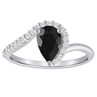 Alyson Layne 10k White Gold 1/6 Carat T.W. Lab-Grown Diamond & Pear-Shaped Gemstone Ring
