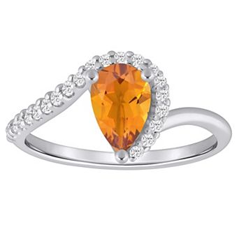 Alyson Layne 10k White Gold 1/6 Carat T.W. Lab-Grown Diamond & Pear-Shaped Gemstone Ring