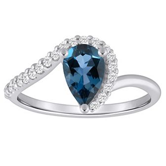 Alyson Layne 10k White Gold 1/6 Carat T.W. Lab-Grown Diamond & Pear-Shaped Gemstone Ring