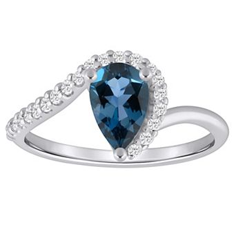 Alyson Layne 10k White Gold 1/6 Carat T.W. Lab-Grown Diamond & Pear-Shaped Gemstone Ring