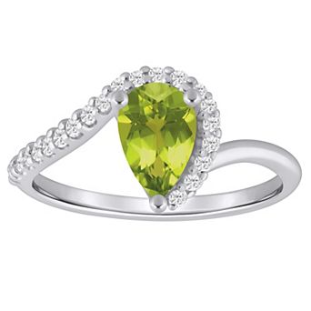 Alyson Layne 10k White Gold 1/6 Carat T.W. Lab-Grown Diamond & Pear-Shaped Gemstone Ring