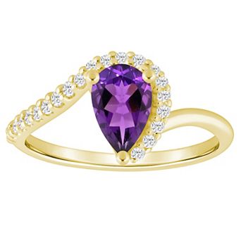 Alyson Layne 10k Gold 1/6 Carat T.W. Lab-Grown Diamond & Pear-Shaped Gemstone Ring