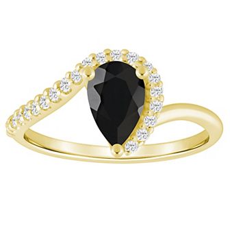 Alyson Layne 10k Gold 1/6 Carat T.W. Lab-Grown Diamond & Pear-Shaped Gemstone Ring