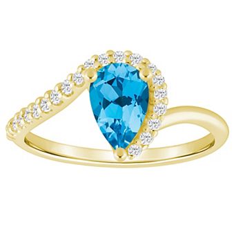 Alyson Layne 10k Gold 1/6 Carat T.W. Lab-Grown Diamond & Pear-Shaped Gemstone Ring