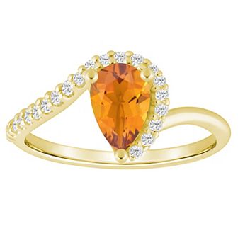Alyson Layne 10k Gold 1/6 Carat T.W. Lab-Grown Diamond & Pear-Shaped Gemstone Ring