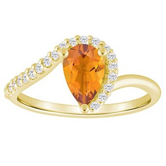 Alyson Layne 10k Gold 1/6 Carat T.W. Lab-Grown Diamond & Pear-Shaped Gemstone Ring