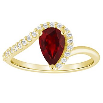 Alyson Layne 10k Gold 1/6 Carat T.W. Lab-Grown Diamond & Pear-Shaped Gemstone Ring