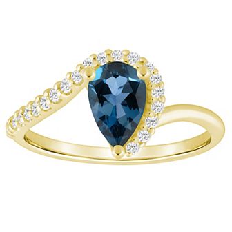Alyson Layne 10k Gold 1/6 Carat T.W. Lab-Grown Diamond & Pear-Shaped Gemstone Ring