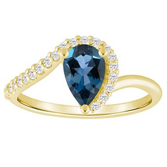 Alyson Layne 10k Gold 1/6 Carat T.W. Lab-Grown Diamond & Pear-Shaped Gemstone Ring