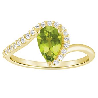 Alyson Layne 10k Gold 1/6 Carat T.W. Lab-Grown Diamond & Pear-Shaped Gemstone Ring