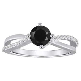 Alyson Layne 10k White Gold 1/8 Carat T.W. Lab-Grown Diamond & Rounded Gemstone Ring