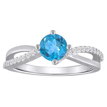 Alyson Layne 10k White Gold 1/8 Carat T.W. Lab-Grown Diamond & Rounded Gemstone Ring