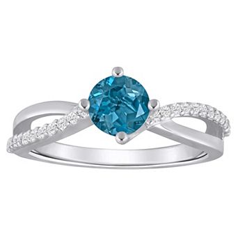 Alyson Layne 10k White Gold 1/8 Carat T.W. Lab-Grown Diamond & Rounded Gemstone Ring
