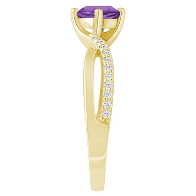 Alyson Layne 10k Gold 1/8 Carat T.W. Lab-Grown Diamond & Rounded Gemstone Ring