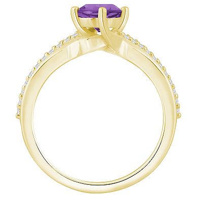 Alyson Layne 10k Gold 1/8 Carat T.W. Lab-Grown Diamond & Rounded Gemstone Ring