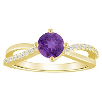 Alyson Layne 10k Gold 1/8 Carat T.W. Lab-Grown Diamond & Rounded Gemstone Ring