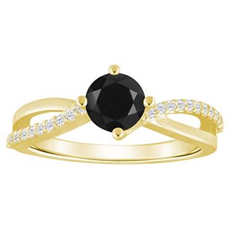 Alyson Layne 10k Gold 1/8 Carat T.W. Lab-Grown Diamond & Rounded Gemstone Ring