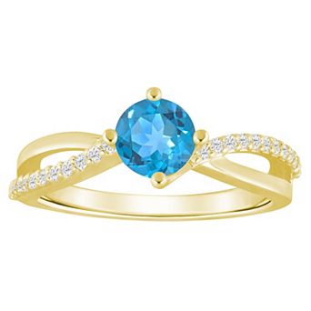 Alyson Layne 10k Gold 1/8 Carat T.W. Lab-Grown Diamond & Rounded Gemstone Ring