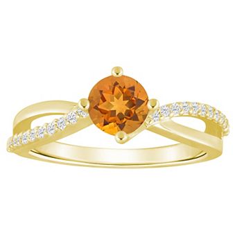 Alyson Layne 10k Gold 1/8 Carat T.W. Lab-Grown Diamond & Rounded Gemstone Ring
