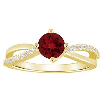 Alyson Layne 10k Gold 1/8 Carat T.W. Lab-Grown Diamond & Rounded Gemstone Ring