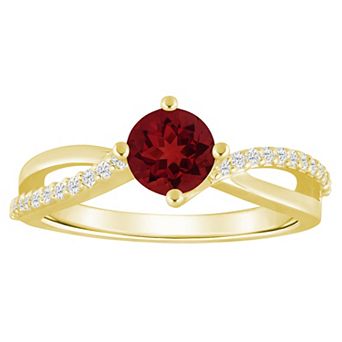 Alyson Layne 10k Gold 1/8 Carat T.W. Lab-Grown Diamond & Rounded Gemstone Ring