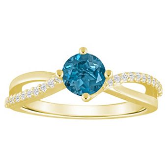 Alyson Layne 10k Gold 1/8 Carat T.W. Lab-Grown Diamond & Rounded Gemstone Ring