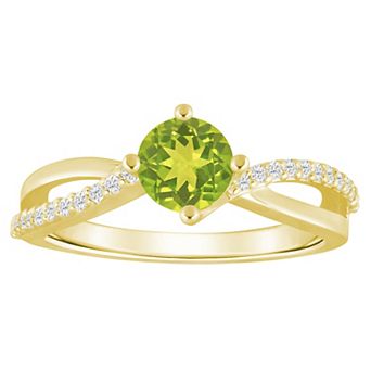 Alyson Layne 10k Gold 1/8 Carat T.W. Lab-Grown Diamond & Rounded Gemstone Ring