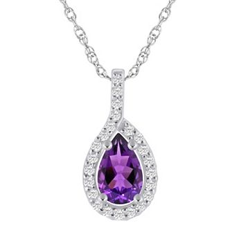 Alyson Layne 10k White Gold Pear Shape 1/5 Carat T.W. Lab-Grown Diamond Pear Halo Pendant Necklace