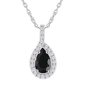 Alyson Layne 10k White Gold Pear Shape 1/5 Carat T.W. Lab-Grown Diamond Pear Halo Pendant Necklace