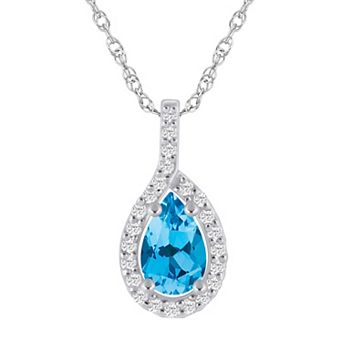 Alyson Layne 10k White Gold Pear Shape 1/5 Carat T.W. Lab-Grown Diamond Pear Halo Pendant Necklace