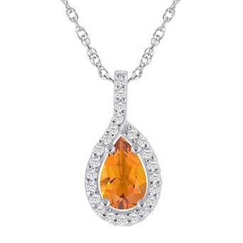 Alyson Layne 10k White Gold Pear Shape 1/5 Carat T.W. Lab-Grown Diamond Pear Halo Pendant Necklace