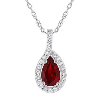 Alyson Layne 10k White Gold Pear Shape 1/5 Carat T.W. Lab-Grown Diamond Pear Halo Pendant Necklace