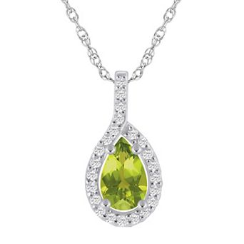 Alyson Layne 10k White Gold Pear Shape 1/5 Carat T.W. Lab-Grown Diamond Pear Halo Pendant Necklace